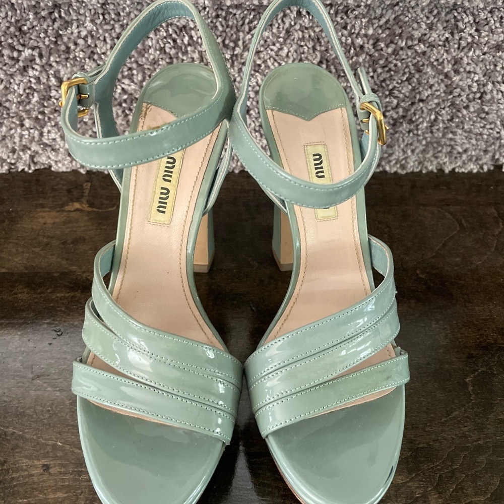 Miu Miu Green Platform Sandals